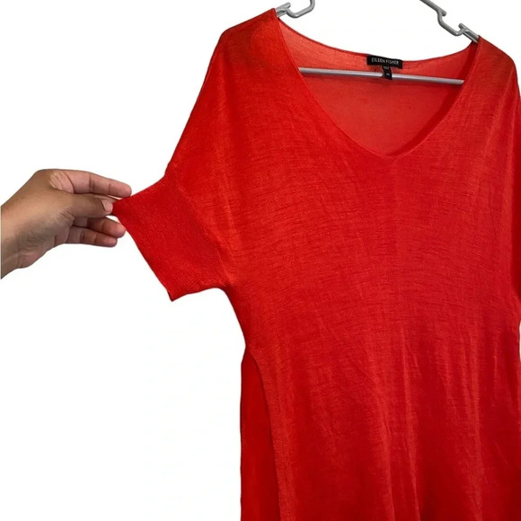 Eileen Fisher Orange Silk Tussah Links Pullover - Picture 5 of 6